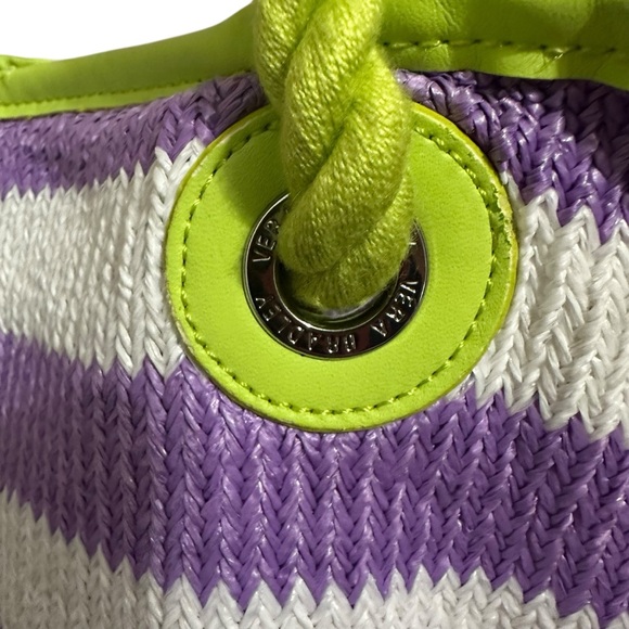Vera Bradley Striped Tote Bag Purple White Skull Tassel Beach Summer Pool‎ - Picture 5 of 7